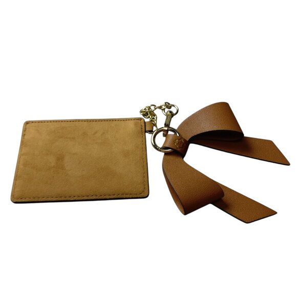 NANETTE LEPORE  Brown Card Wallet With Bow Chain Accent Faux Suede/Leather - Picture 5 of 5
